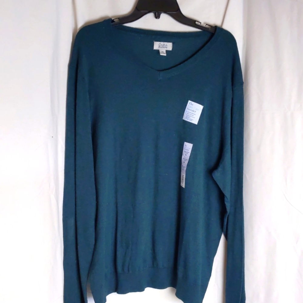 🆕️ Croft & Barrow V-neck Easy Care Blue Sweater / XXL